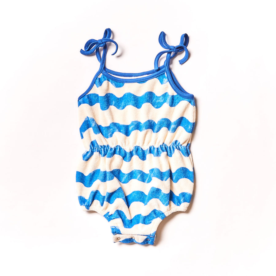 Noe Zoe Blue Waves Terry Romper
