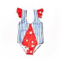 Noe Zoe Blue Stripes Olympic Swim Suit