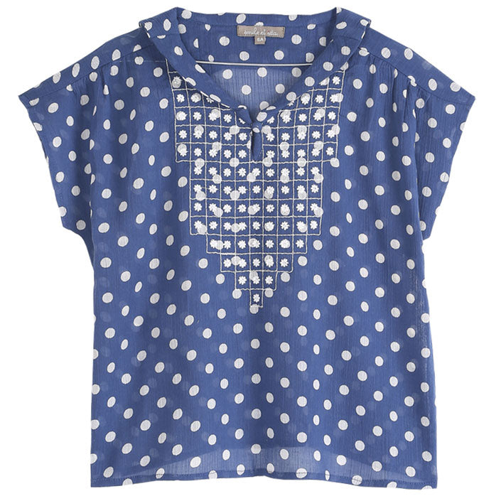 Emile Et Ida Pois Blue Dot Blouse