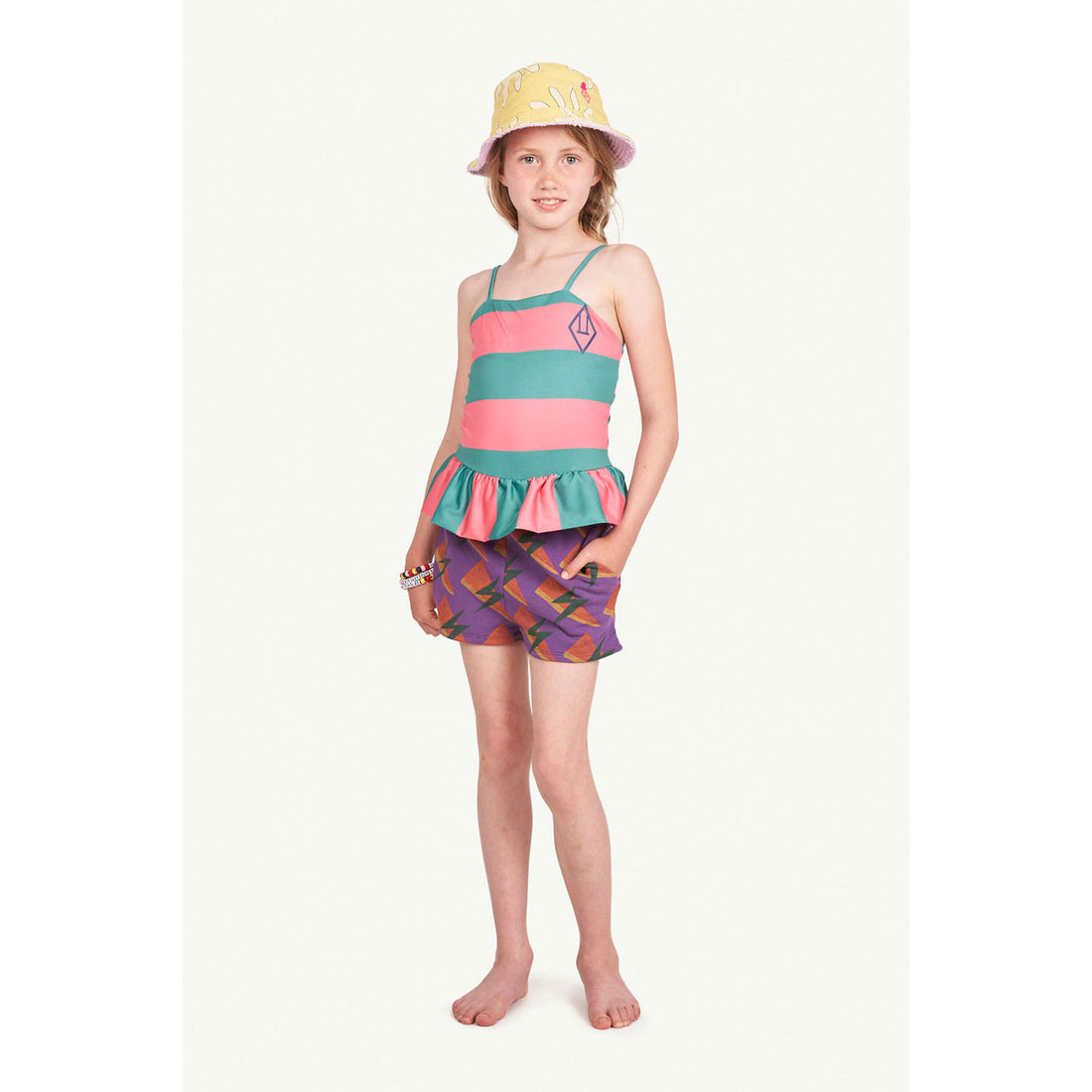 The Animals Observatory Clownfish Kids Swimsuit - Pink Stripe