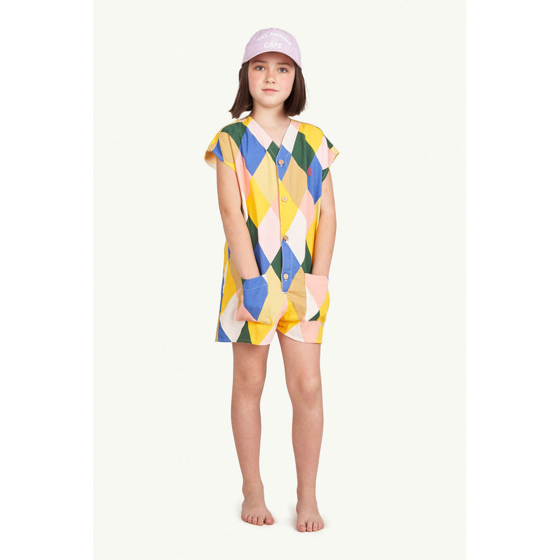 The Animals Observatory Ape Kids Jumpsuit - White Diamonds