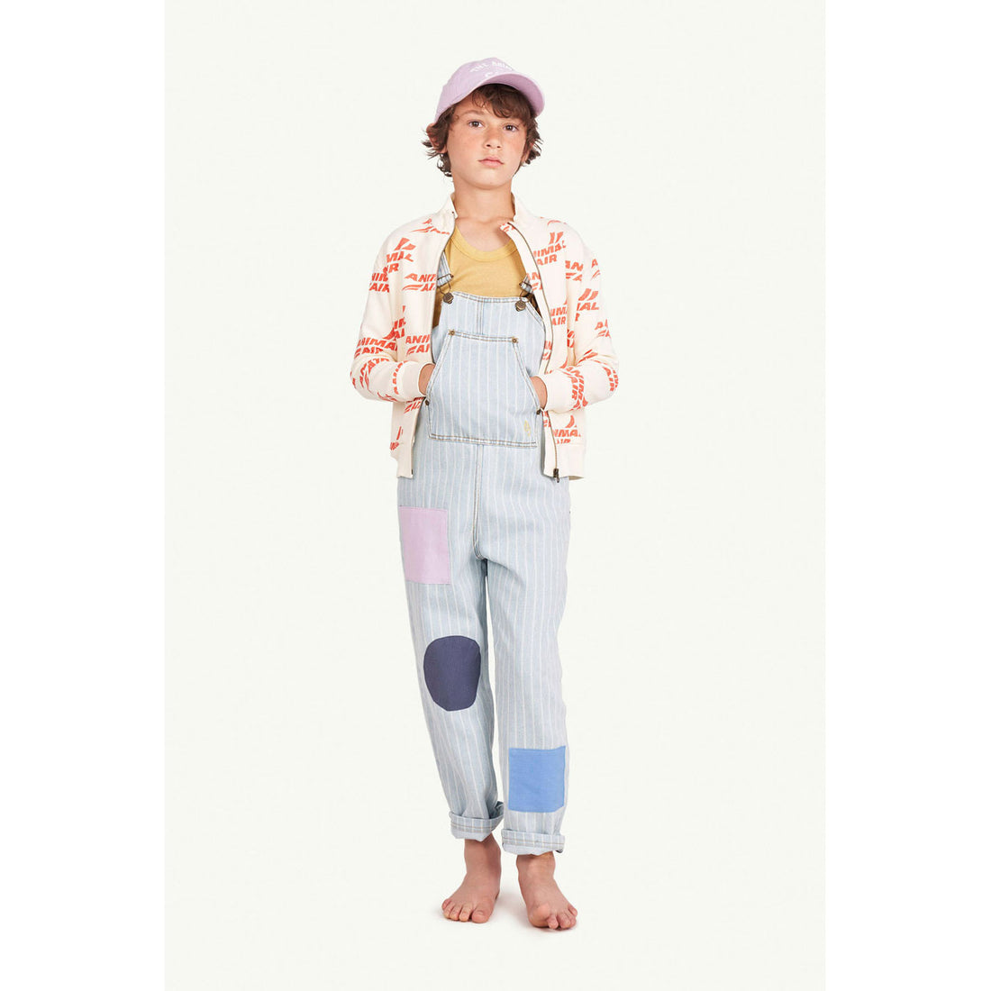 The Animals Observatory Stripes Mammoth Kids Jumpsuit - Washed Denim