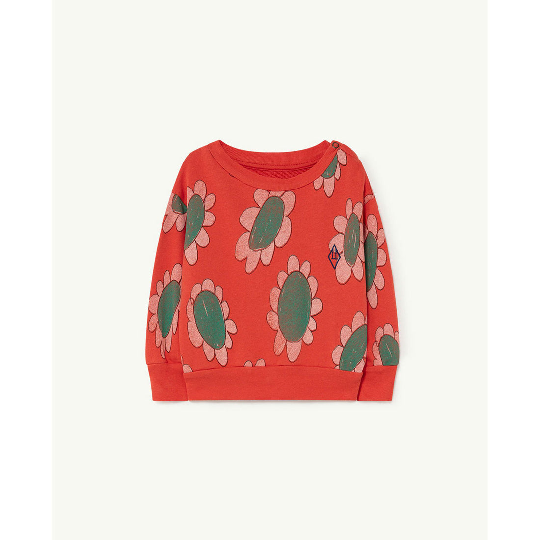 The Animals Observatory Bear Baby Sweatshirt - Red Flowers