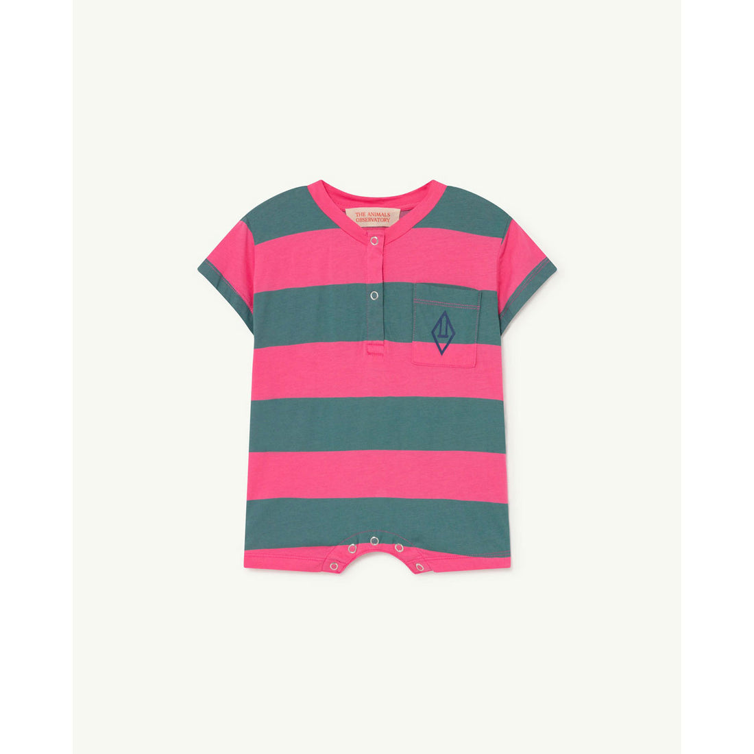 The Animals Observatory Rabbit Baby Jumpsuit - Pink Stripe