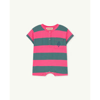 The Animals Observatory Rabbit Baby Jumpsuit - Pink Stripe