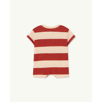 The Animals Observatory Rabbit Baby Jumpsuit - Maroon Stripe