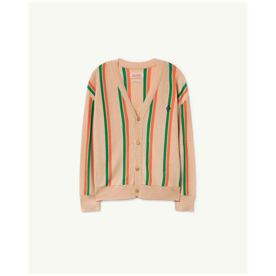 The Animals Observatory Beige Logo Stripes Racoon Cardigan
