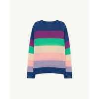 The Animals Observatory Bull Kids Sweater -Blue Striped Logo