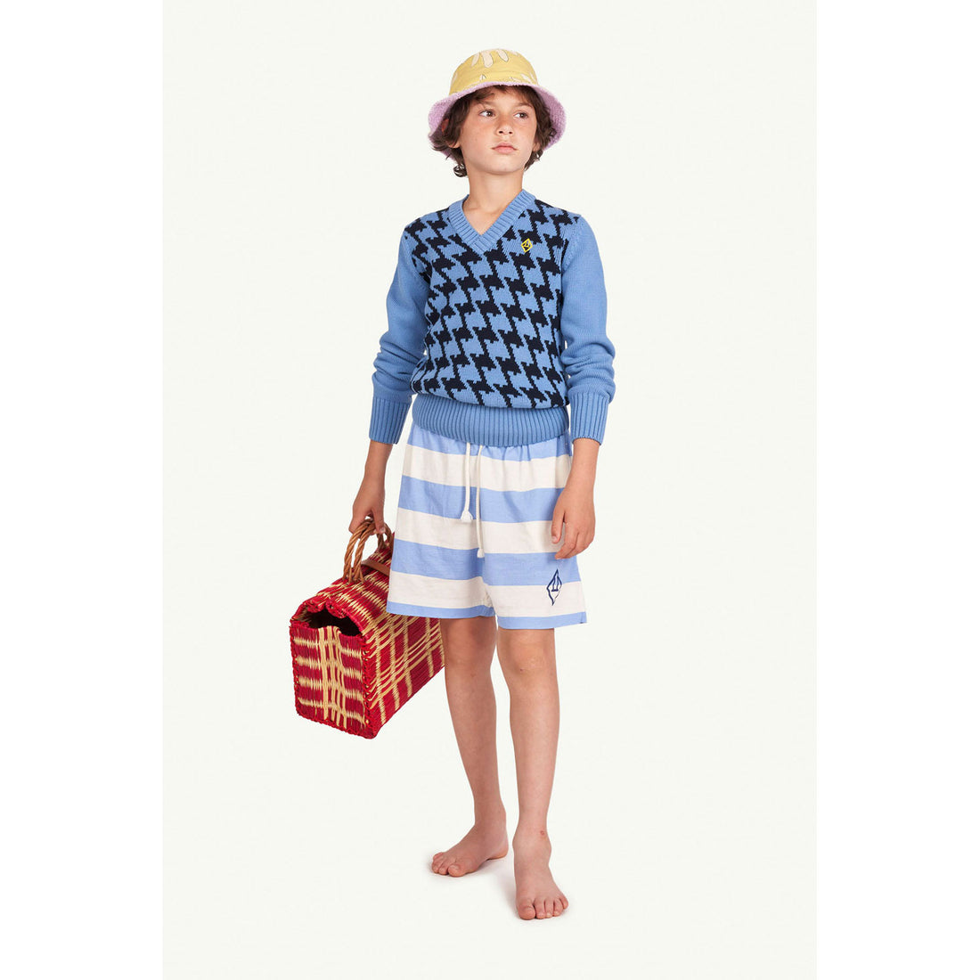 The Animals Observatory Toucan Kids Sweater - Blue Houndstooth