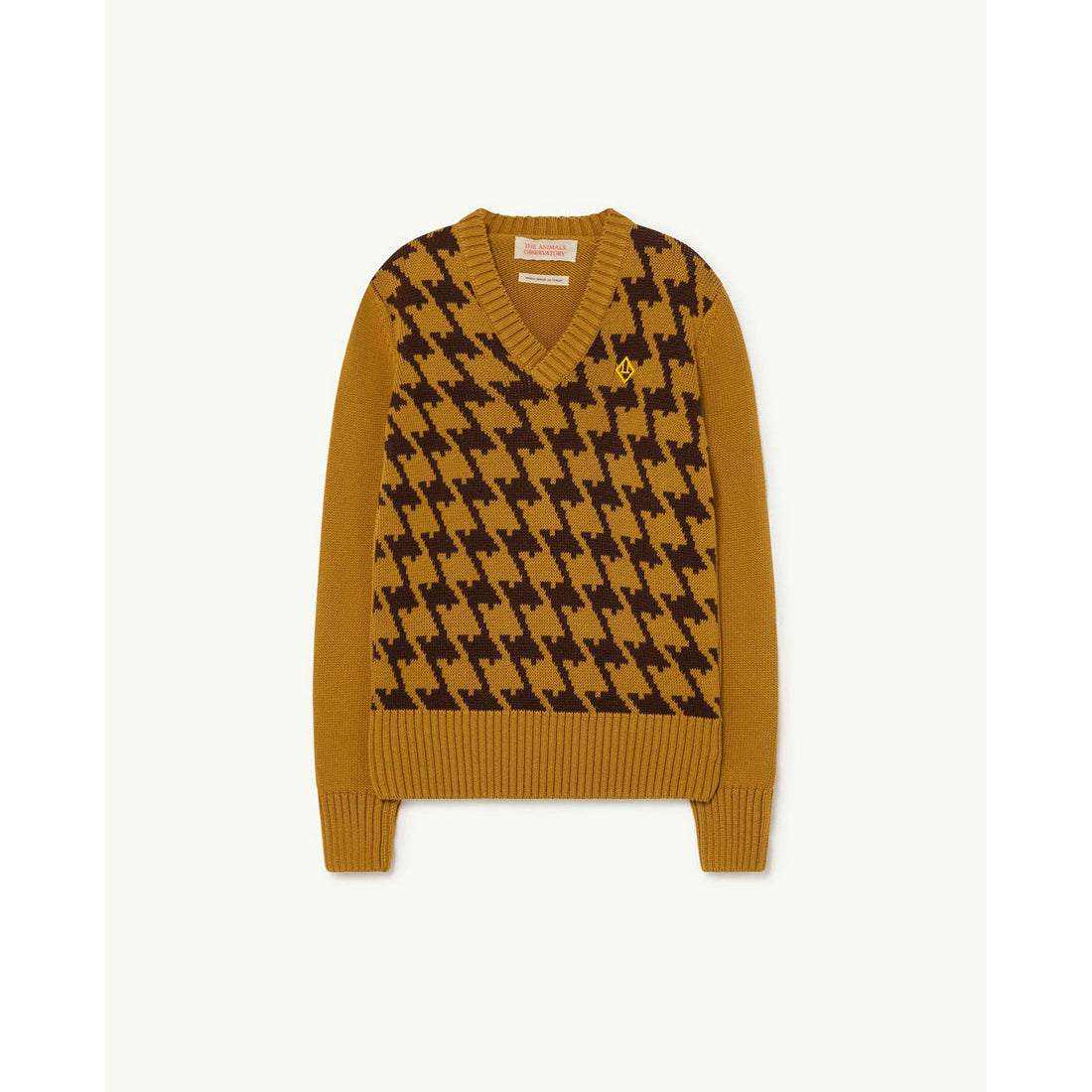 The Animals Observatory Toucan Kids Sweater - Mustard Houndstooth