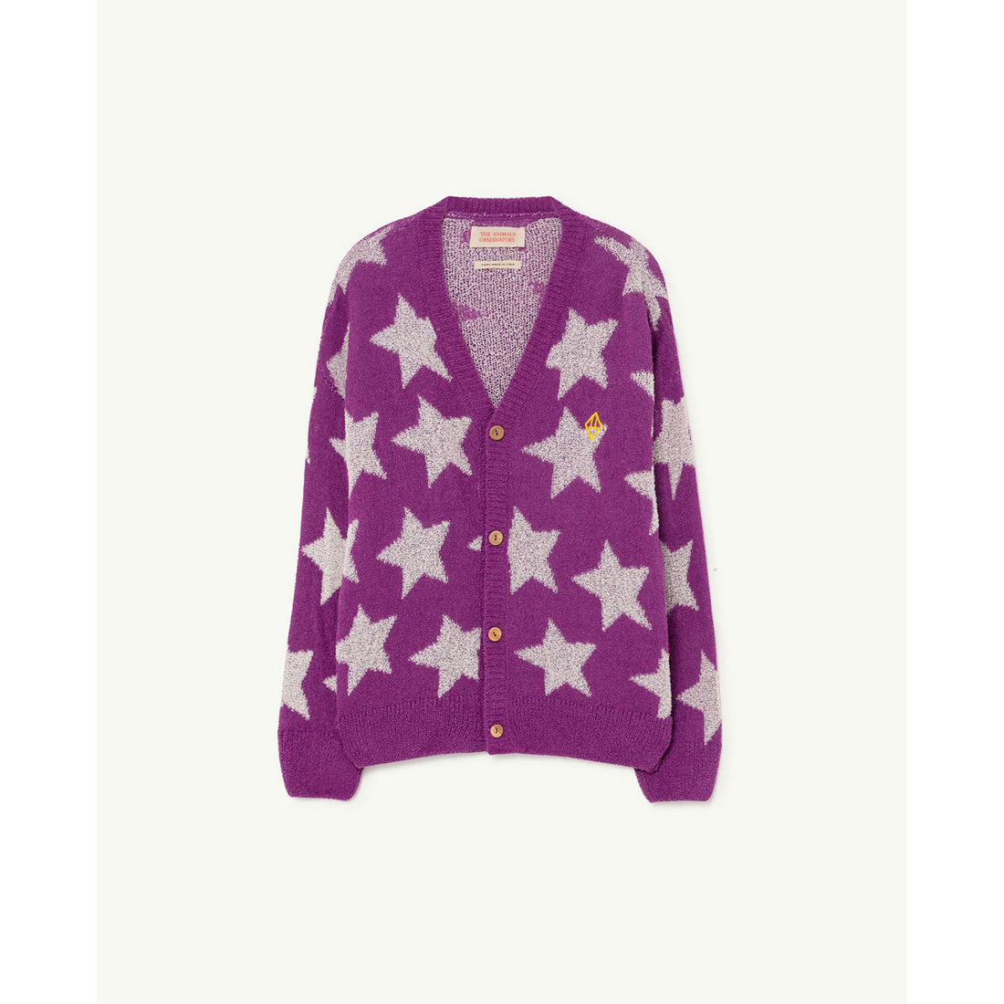 The Animals Observatory Star Racoon Kids Cardigan - Purple Stars