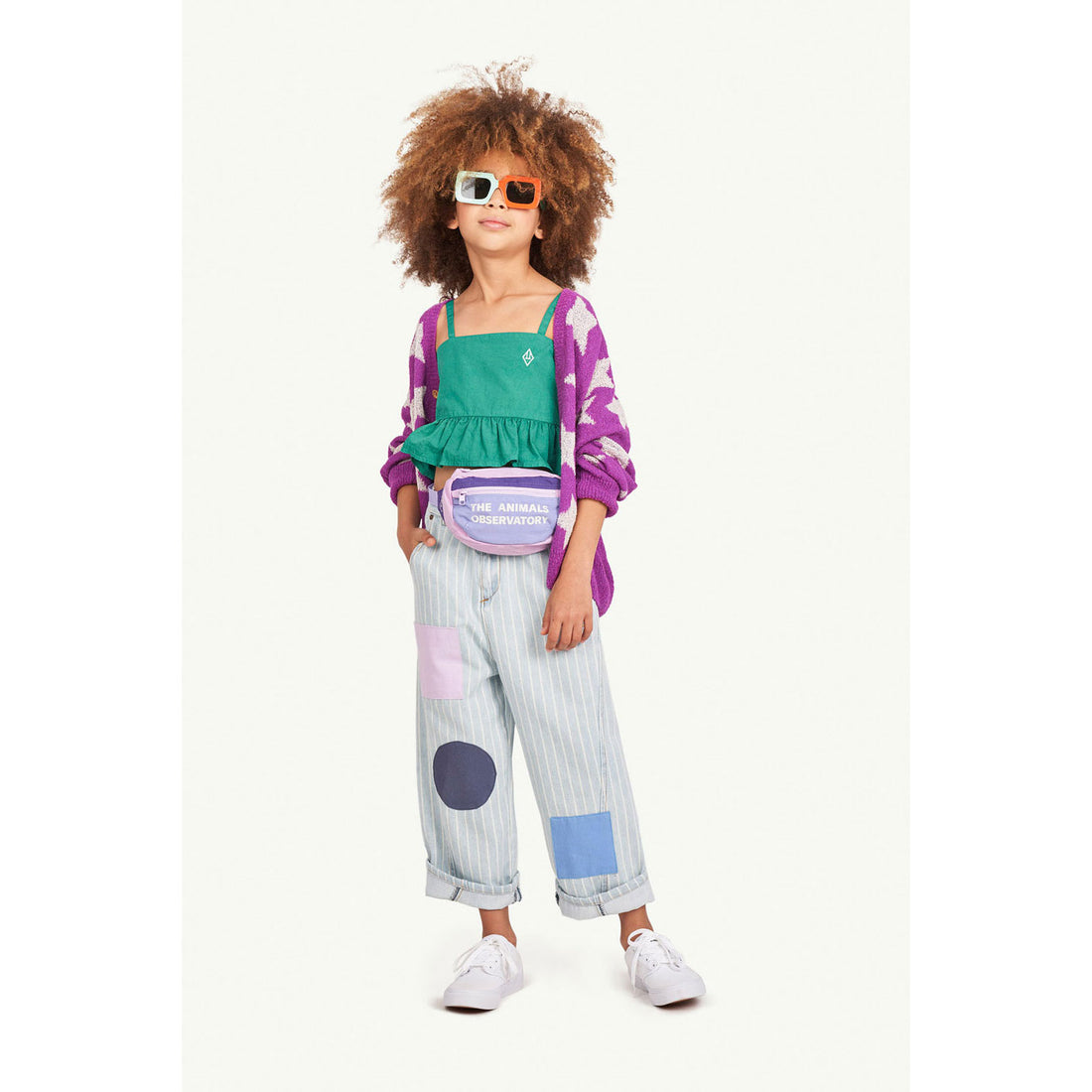 The Animals Observatory Star Racoon Kids Cardigan - Purple Stars