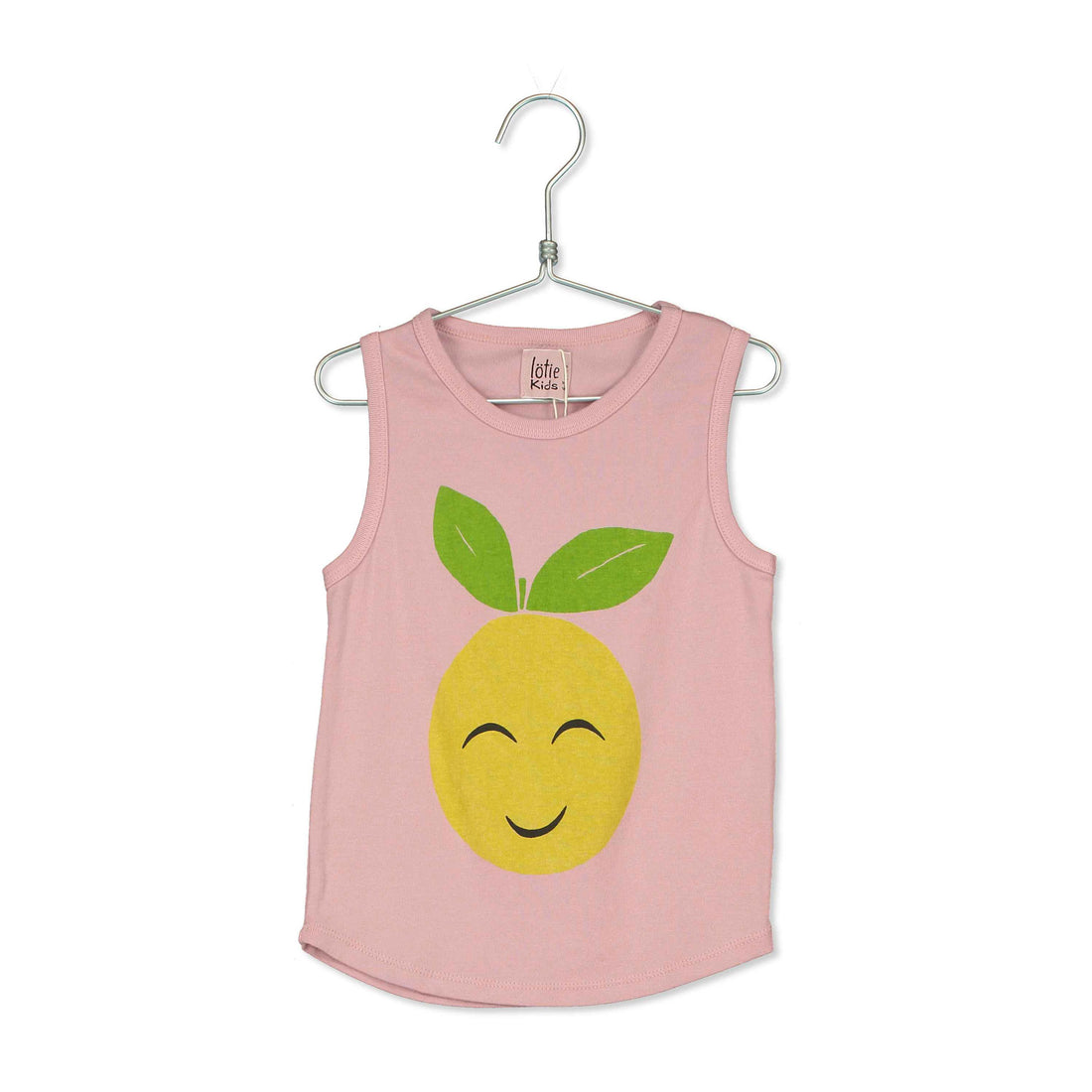 LotieKids Pink Smiley Grapefruit Tank Top