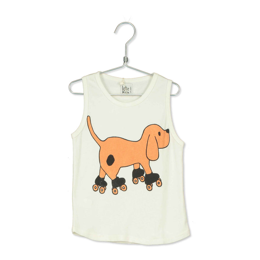 LotieKids Off White Skating Dog Tank Top