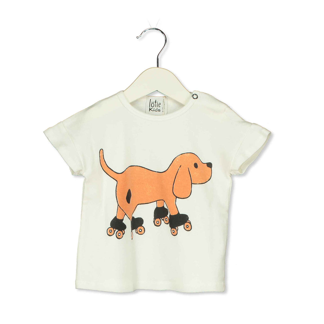 LotieKids Off White Skating Dog Baby Tshirt