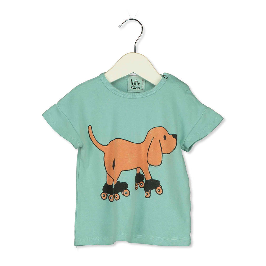 LotieKids Seagreen Skating Dog Baby Tshirt