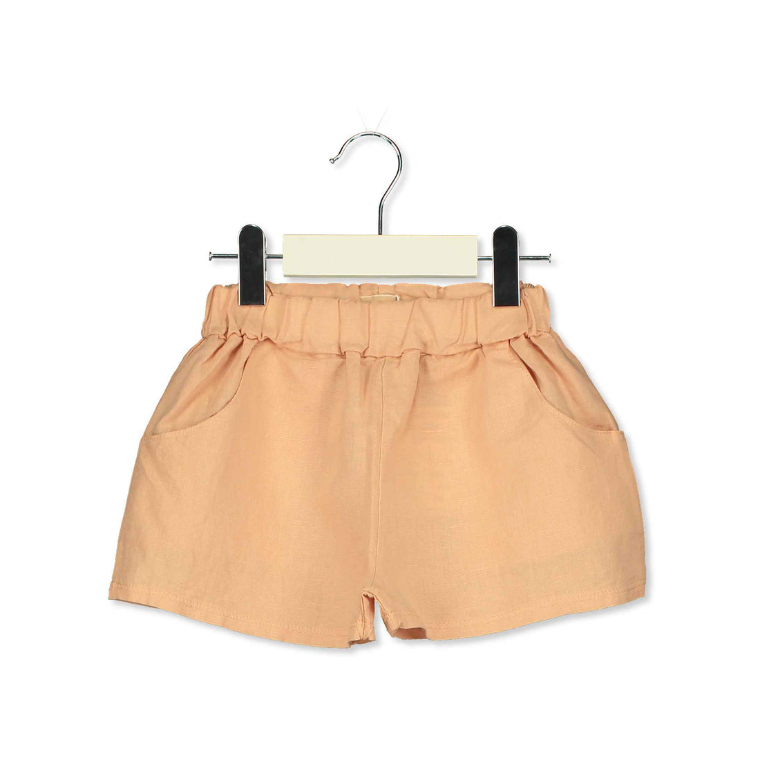LotieKids Nude Solid Linen Wide Shorts