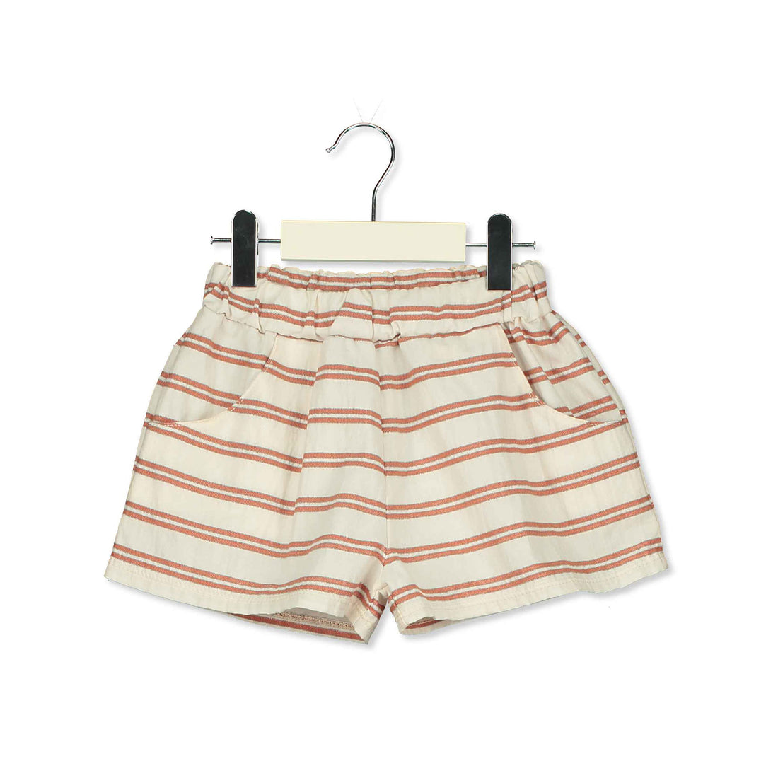 LotieKids Ecru/Orange Stripes Wide Shorts