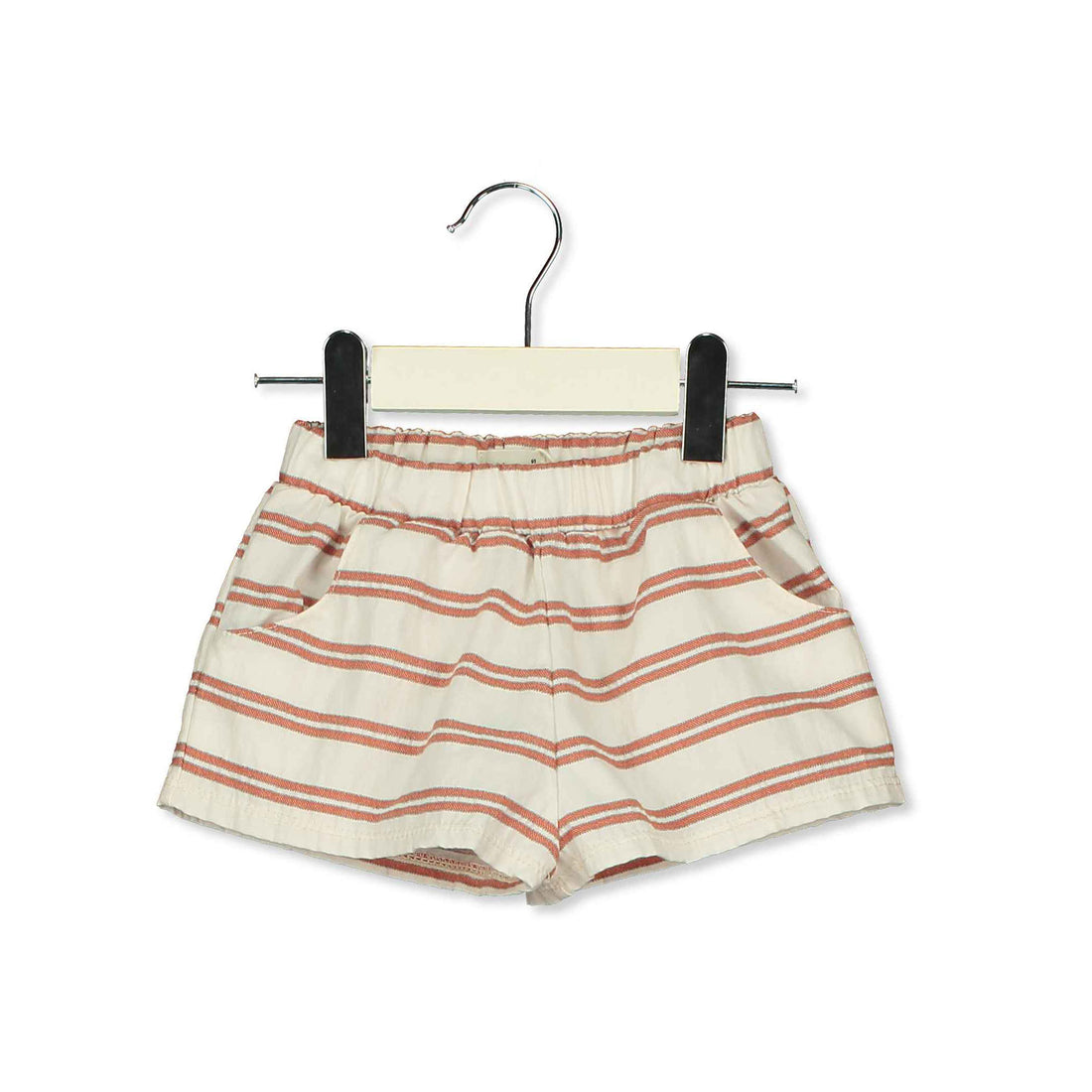 LotieKids Ecru/Orange Stripes Baby Wide Shorts
