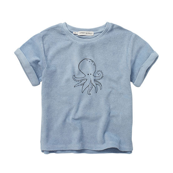 Sproet and Sprout Sky Blue Octopus Terry T-Shirt