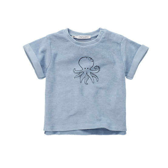 Sproet and Sprout Sky Blue Octopus Terry T-Shirt