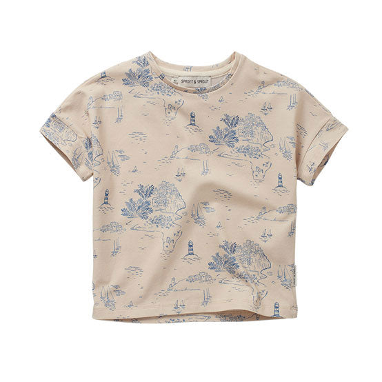 Sproet and Sprout Pear Cinque Terre Print Loose T-Shirt