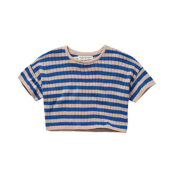 Sproet and Sprout Cobalt Blue Stripes Cropped T-Shirt