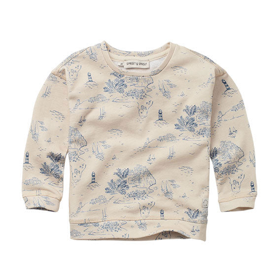 Sproet and Sprout Ivory Cinque Terre Print Sweatshirt