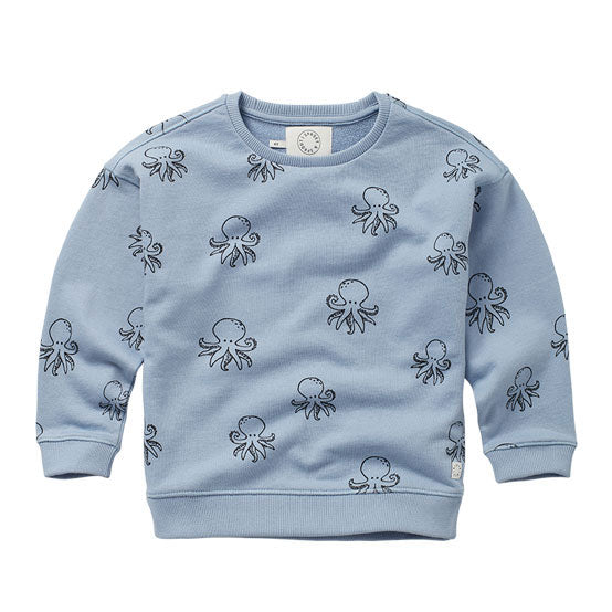 Sproet and Sprout Sky Blue Octopus Print Sweatshirt