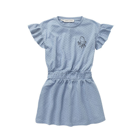 Sproet and Sprout Sky Blue Octopus Ruffle Dress