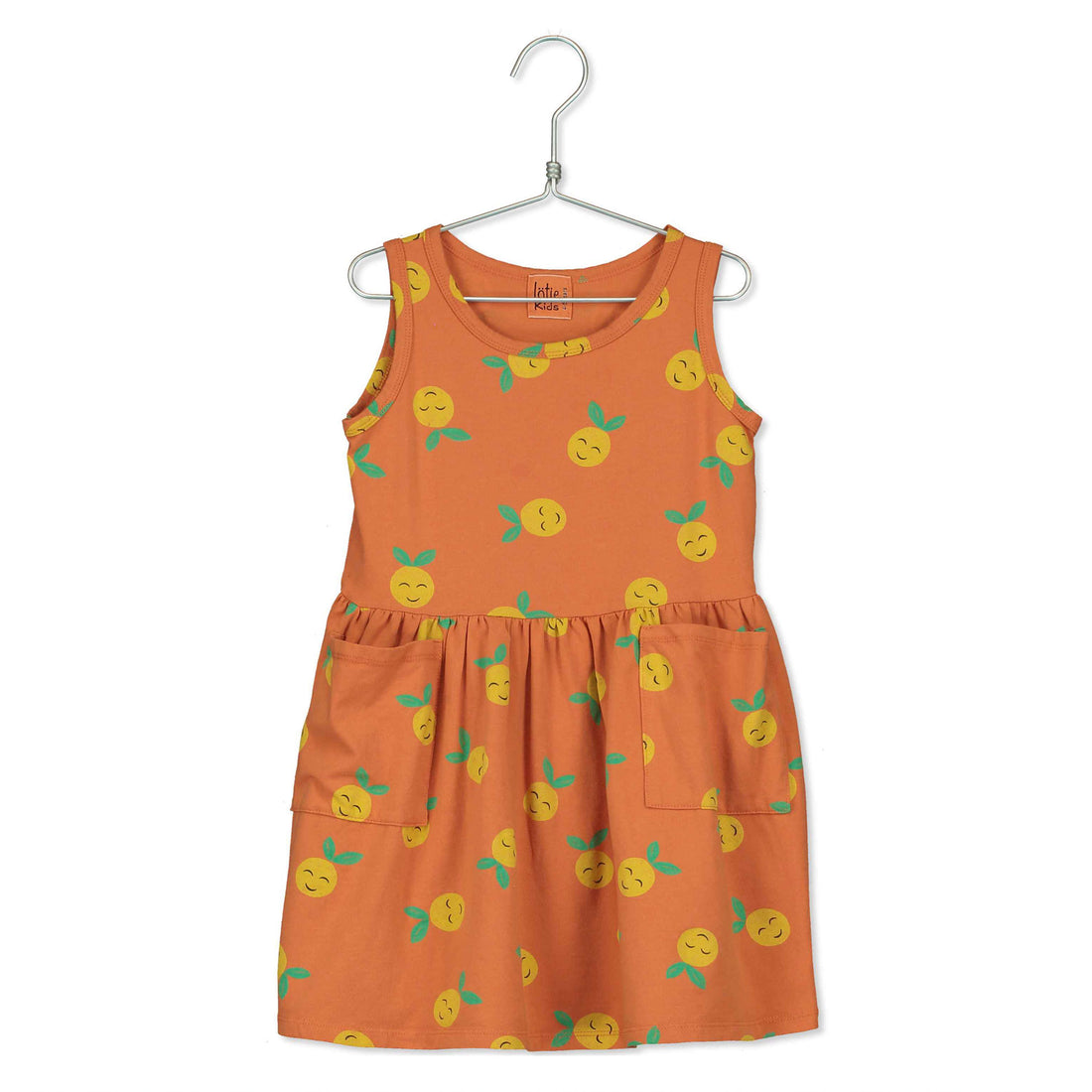 LotieKids Orange Grapefruits Dress Sleeveless Pockets