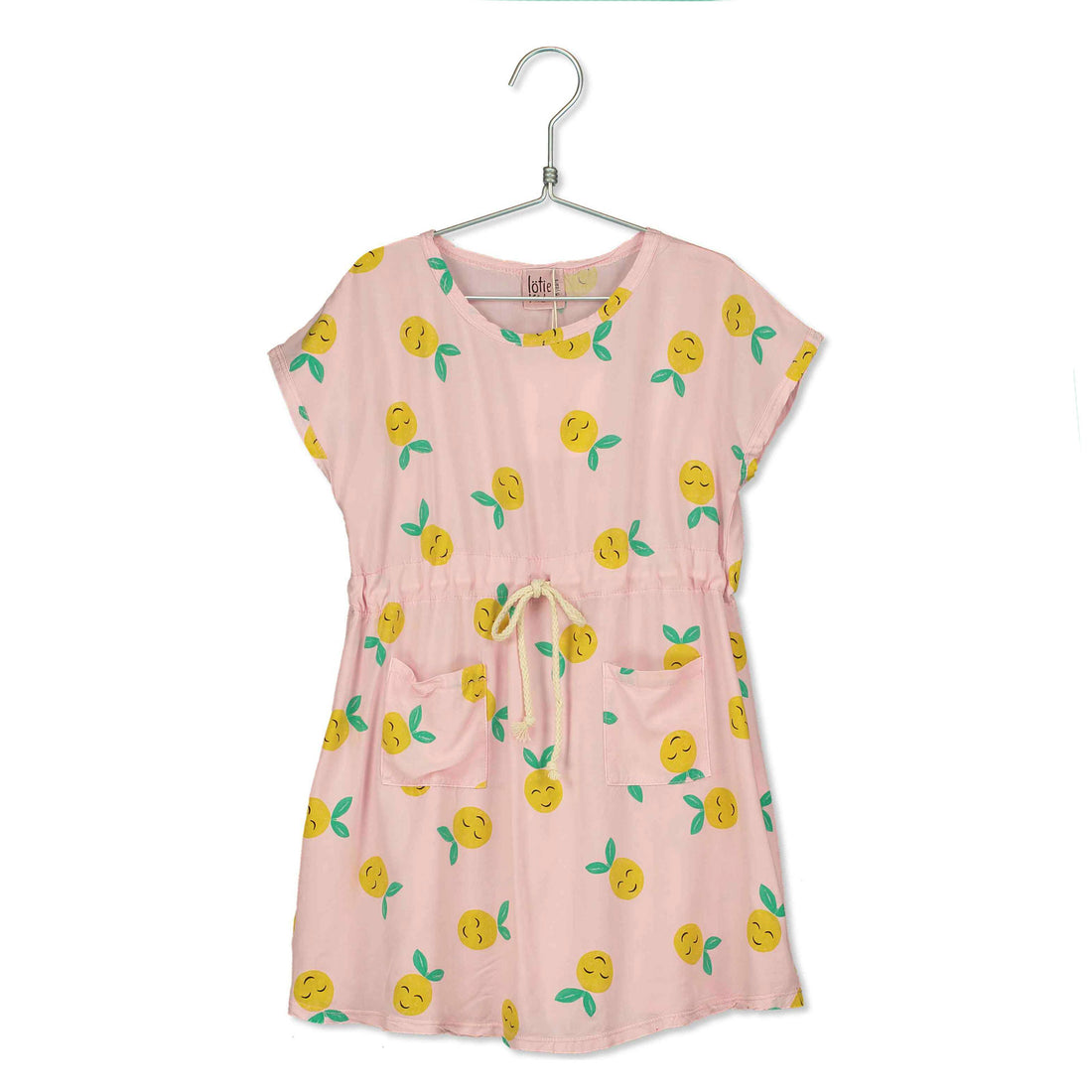 LotieKids Pink Grapefruits Waist Drawstring Dress