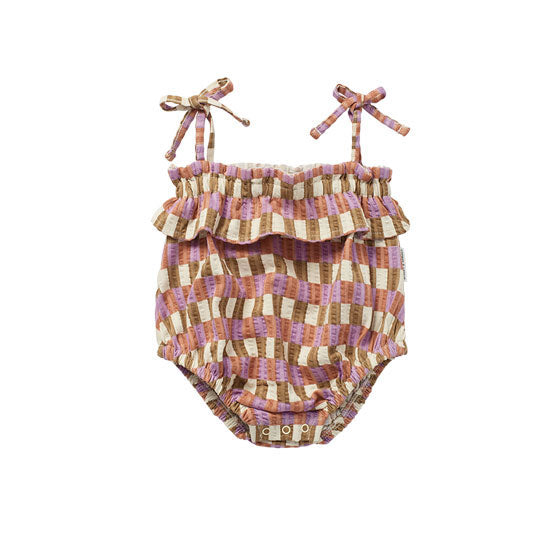 Sproet and Sprout Lilac Breeze Check Print Straps Romper
