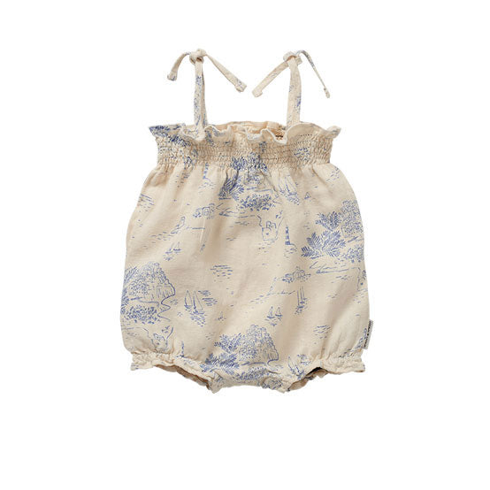 Sproet and Sprout Off White Cinque Terre Print Linen Romper
