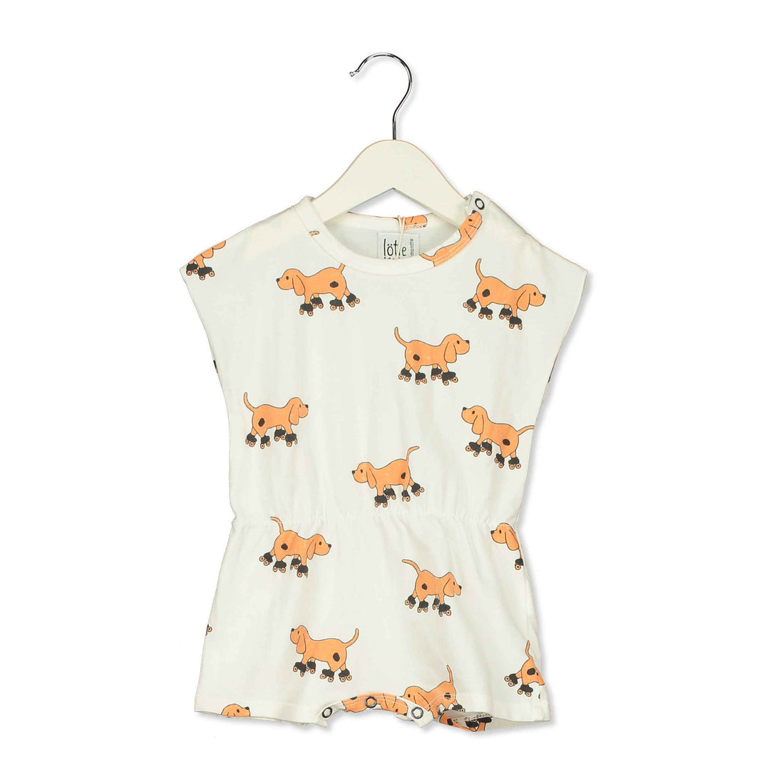 LotieKids Off White Dogs Baby Playsuit