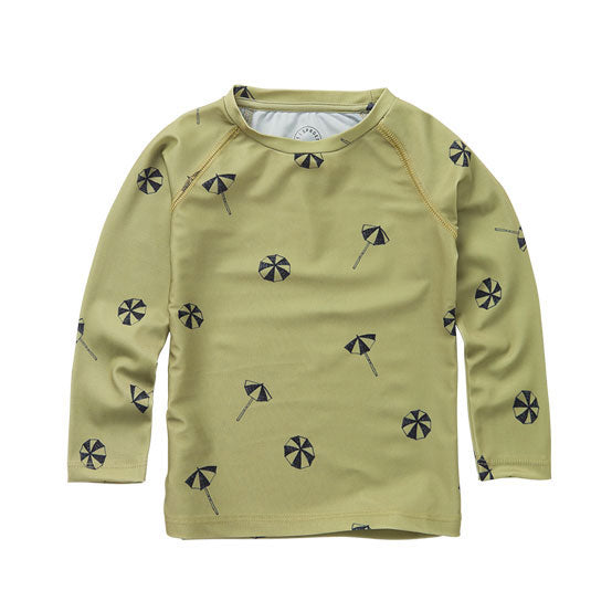 Sproet and Sprout Olive Green Umbrella Print Swim T-Shirt