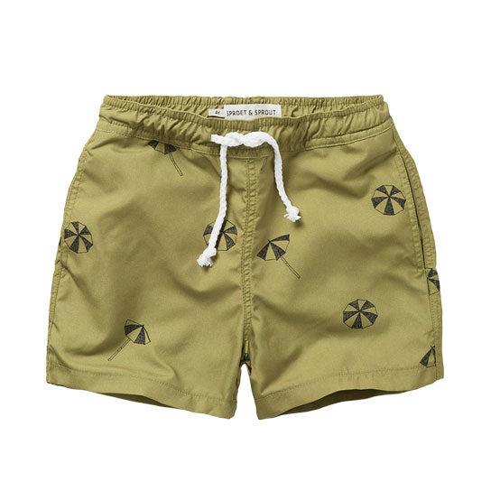Sproet and Sprout Olive Green Umbrella Print Swim Shorts