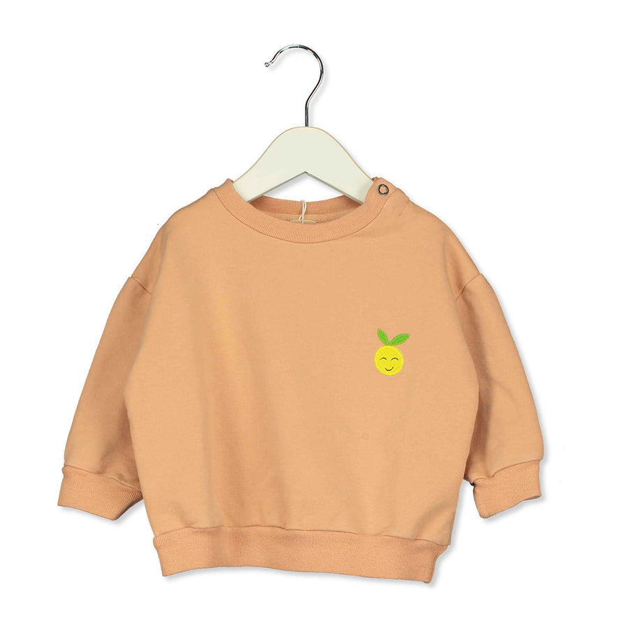 LotieKids Nude Grapefruit Embroidery Baby Sweatshirt