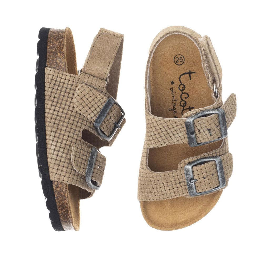 Tocoto Vintage Beige Bio Two Buckles Sandals