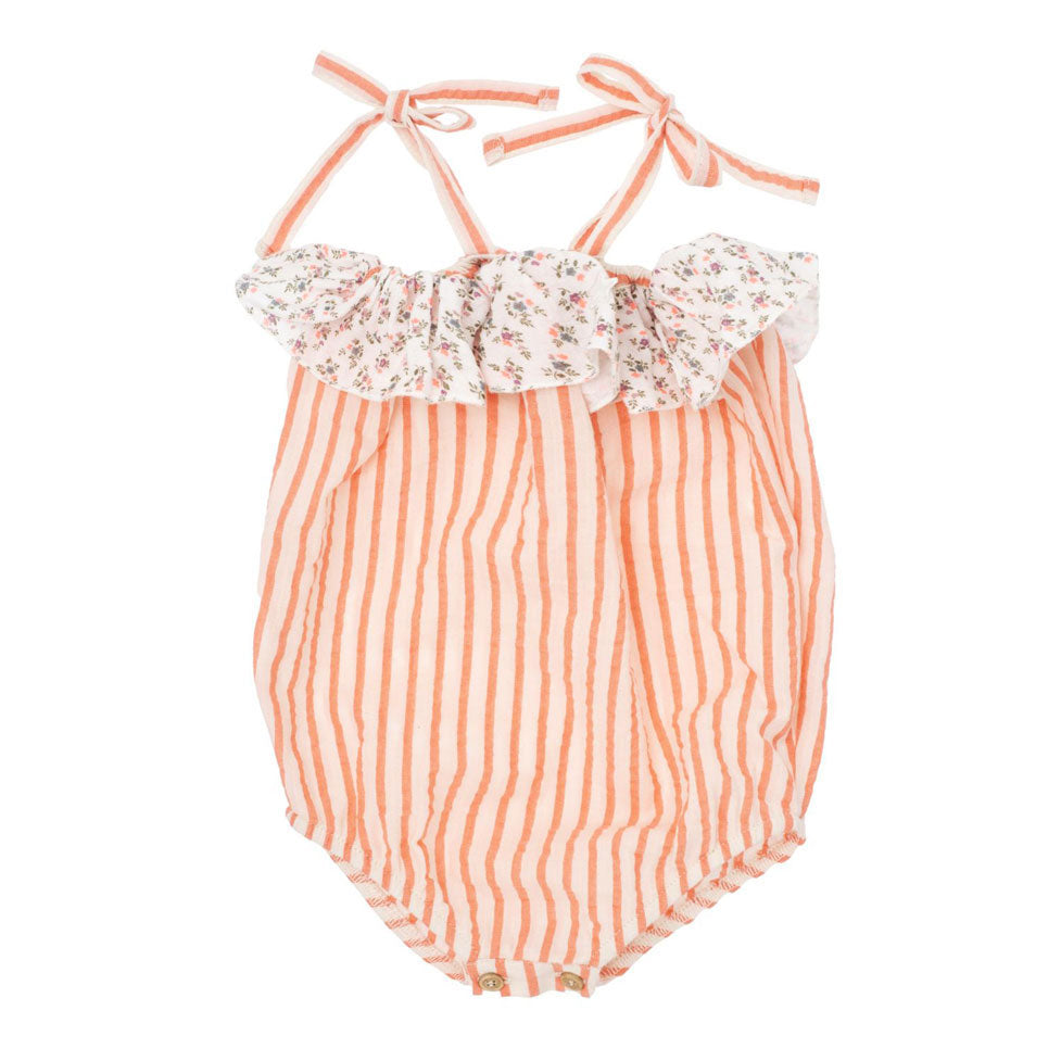 Tocoto Vintage Pink Baby Body Stripes + Flowers