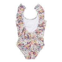 Tocoto Vintage Pink Fluor Flower Print Swimsuit With Ruffles