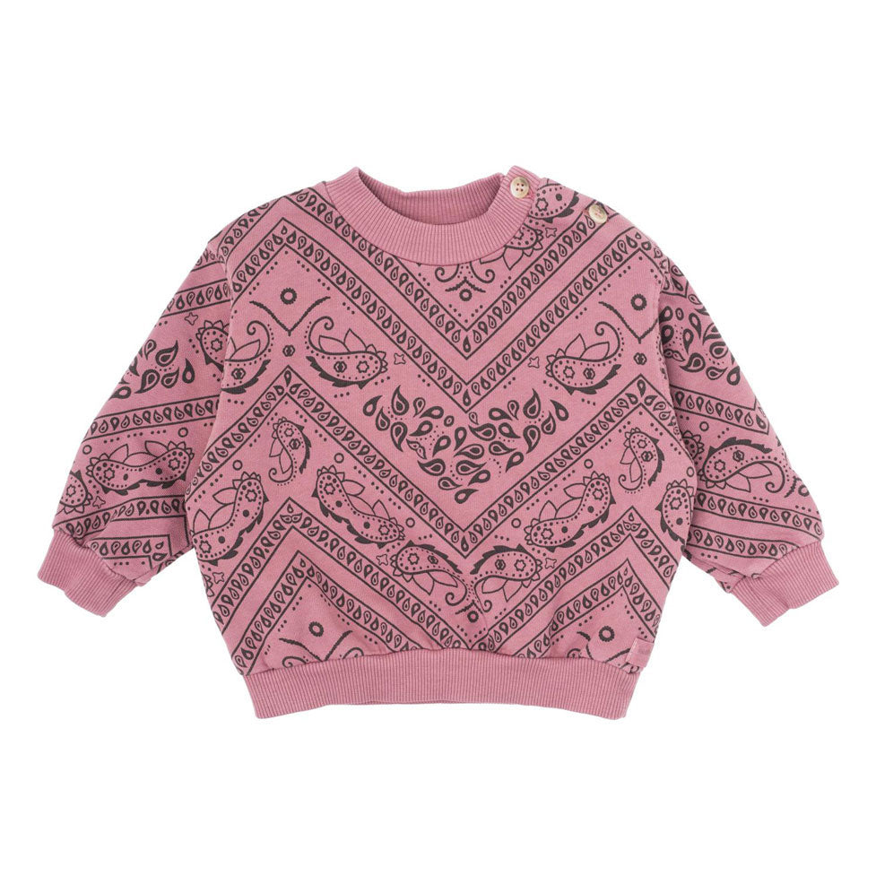 Tocoto Vintage Pink Fluor Baby Bandana Print Fleece Sweatshirt