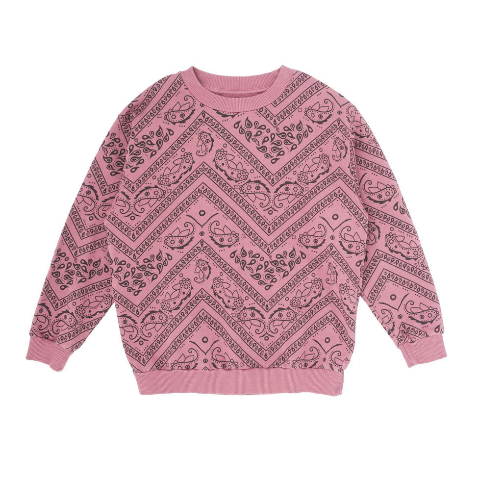 Tocoto Vintage Dark Pink Kid Bandana Print Fleece Sweatshirt