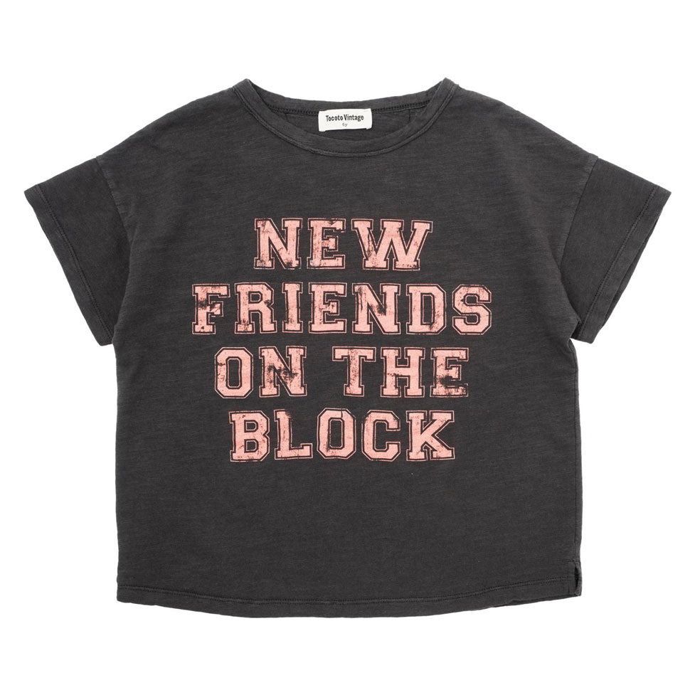 Tocoto Vintage Dark Grey New Friends On The Block T-Shirt