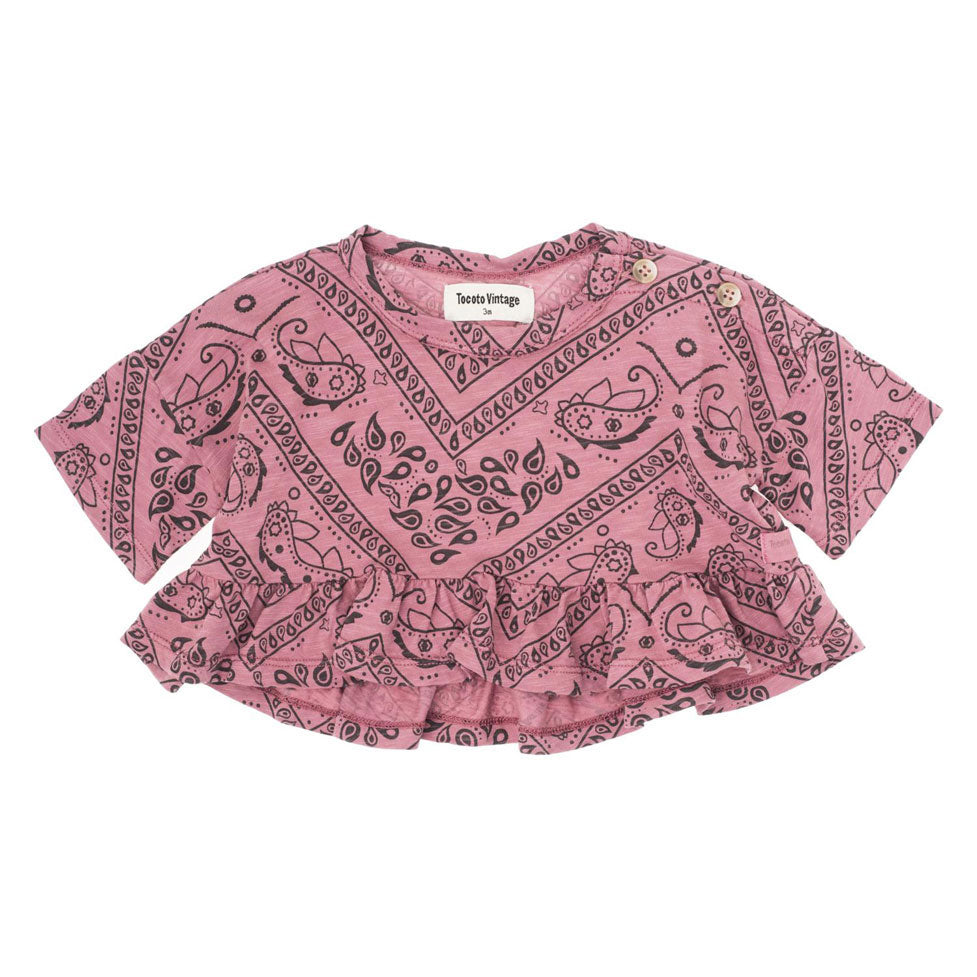 Tocoto Vintage Pink Fluor Baby T-Shirt With Ruffle