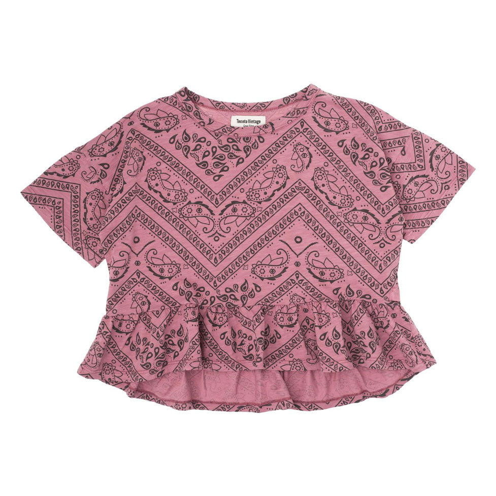 Tocoto Vintage Pink Fluor Kid T-Shirt With Ruffle