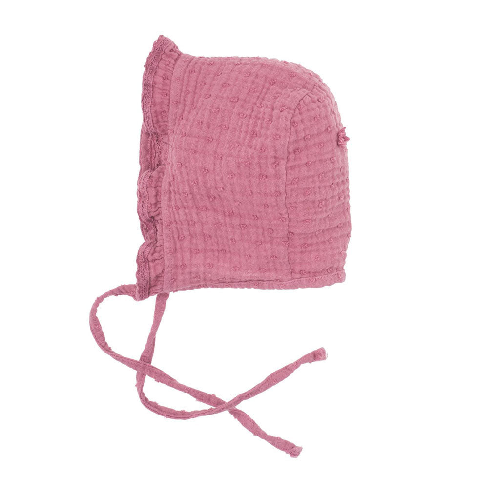 Tocoto Vintage Pink Fluor Embroidered Bonnet