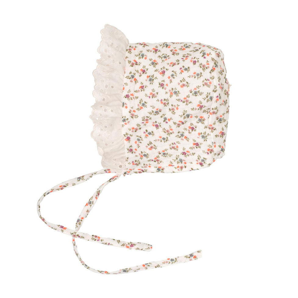 Tocoto Vintage Off-White Flowers Bonnet