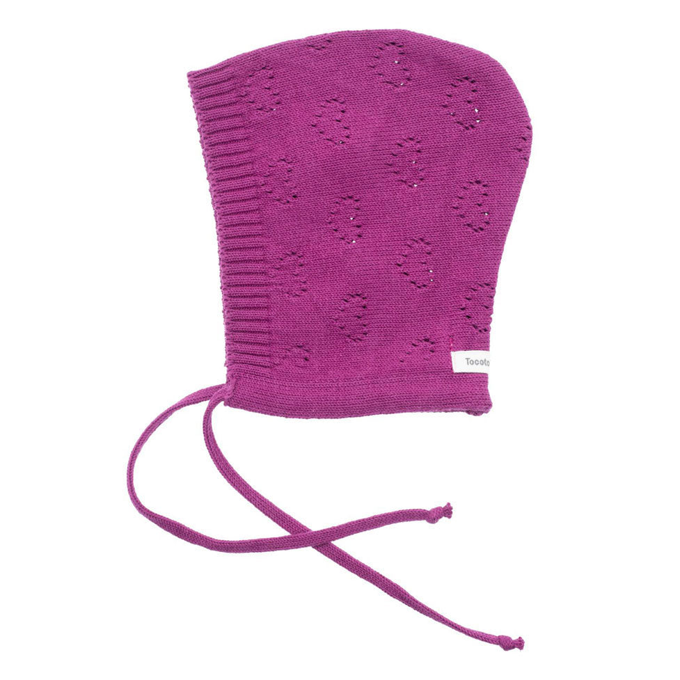 Tocoto Vintage Dark Pink Knitted Openwork Bonnet