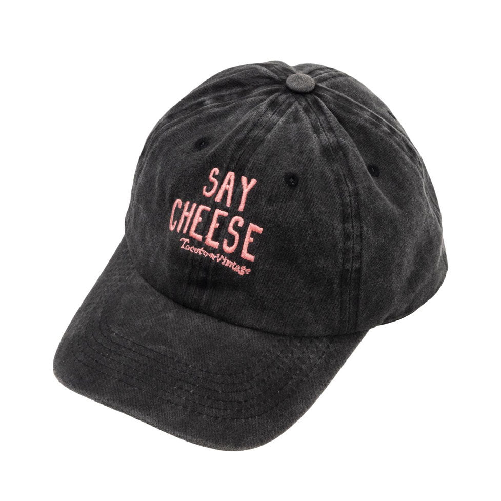Tocoto Vintage Dark Grey Say Cheese Embroidered Cap
